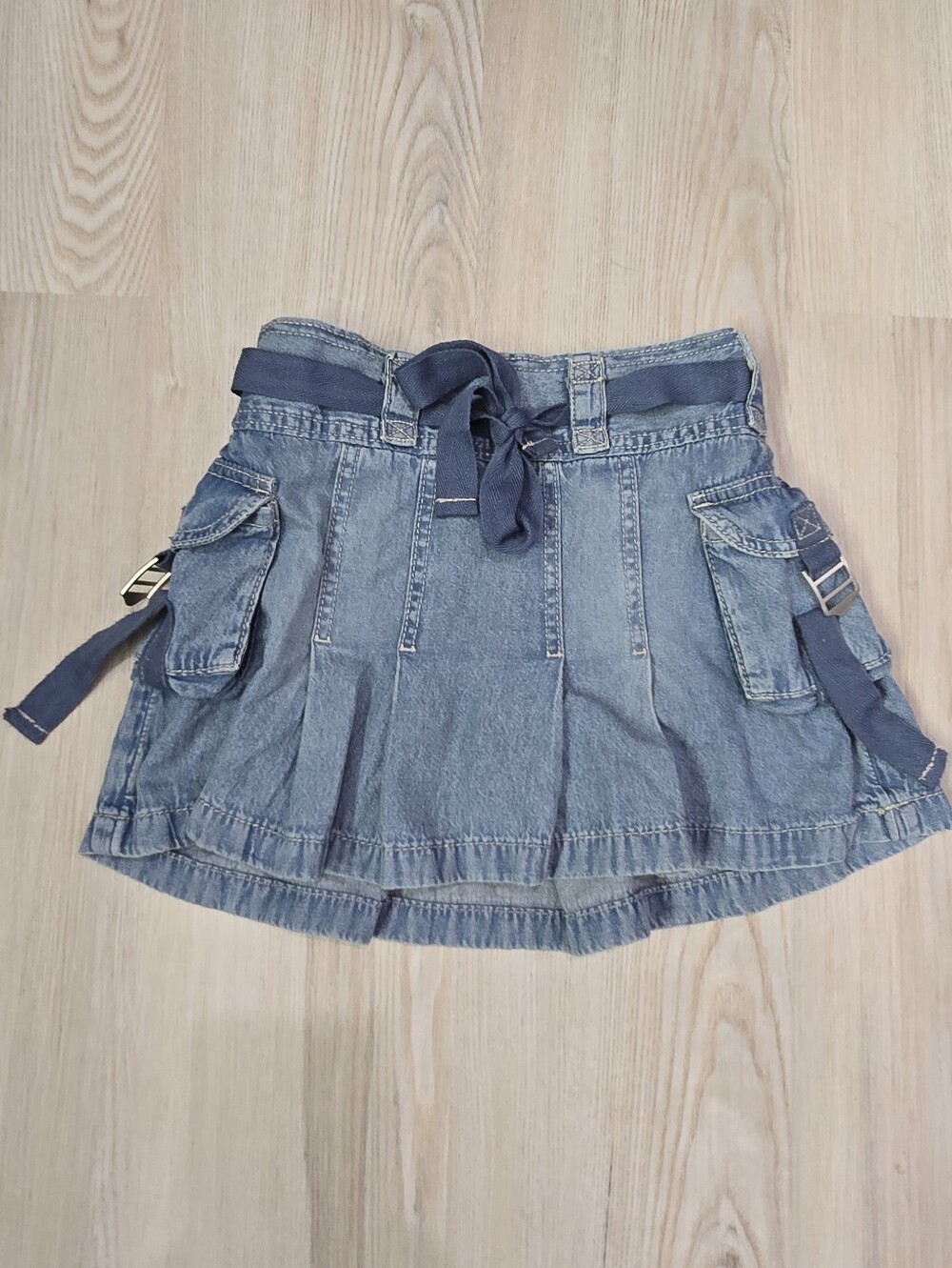 Justice Girls Denim Cargo Skort with Belt - Blue Size S